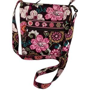 Vera Bradley Mod Floral Pink Quilted Hipster Crossbody Messenger Shoulder Bag Co